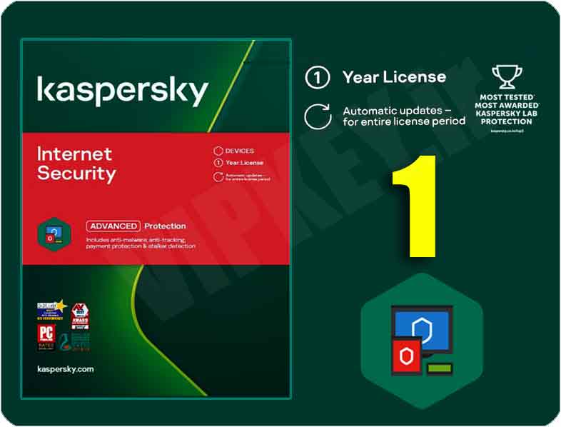 اینترنت سکیوریتی کسپرسکی (اروپایی یا خاورمیانه) 1 کاربره kaspersky internet security OEM 