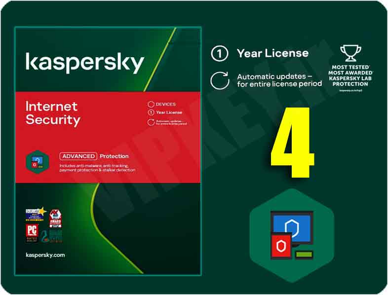 اینترنت سکیوریتی کسپرسکی 4 کاربره kaspersky internet security  (اروپایی یا خاورمیانه)