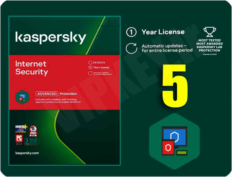 اینترنت سکیوریتی کسپرسکی 5 کاربره (اروپایی یا خاورمیانه) kaspersky internet security 